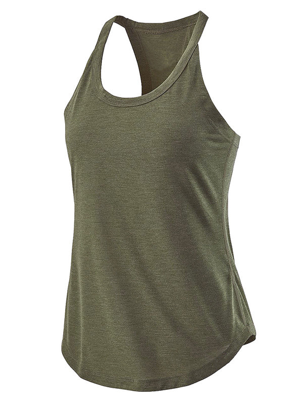 Solid Color Beauty Back Sleeveless Sports Vest