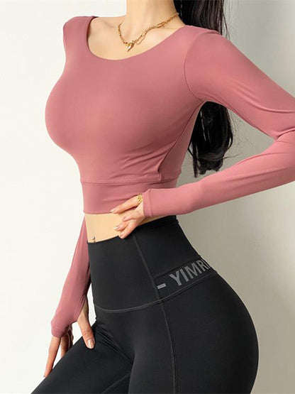 Bra Yoga Suit Sexy Running  Long Sleeve T-Shirt