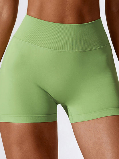 Wrap Solid Color Seamless Tummy Lifting Sports Shorts