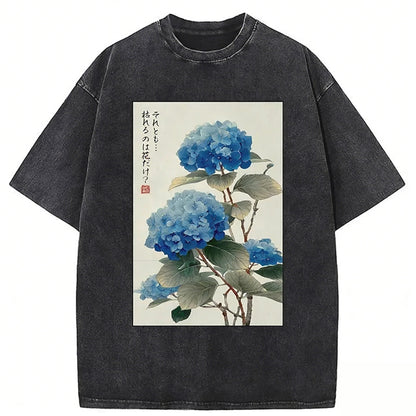 Ukiyoe Hydrangeas: A Reflection Of The Soul Washed T-shirt