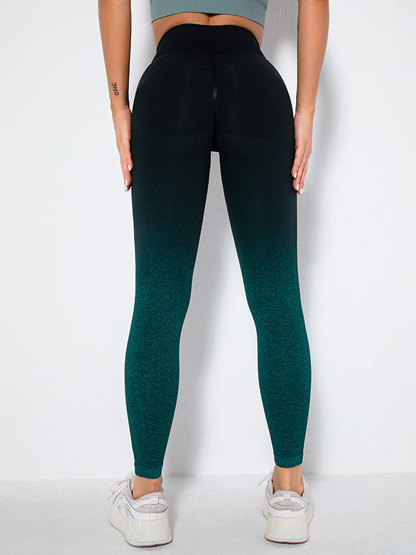 Seamless Gradient Hips-Lift Running Sport Leggings