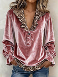 Women's Casual Leopard Print Color Block Top
