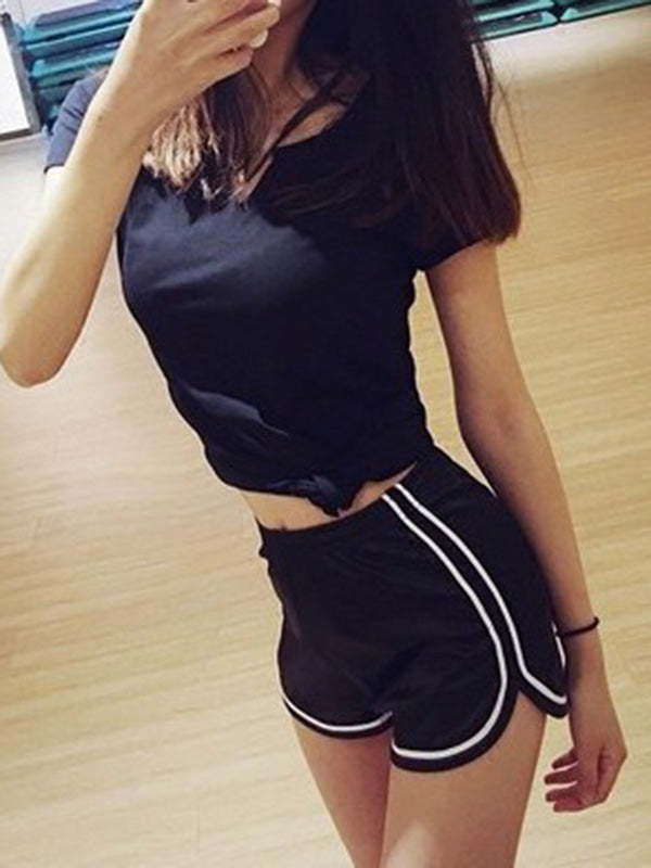 Fashion High-Waisted Smooth Elastic Sport Shorts