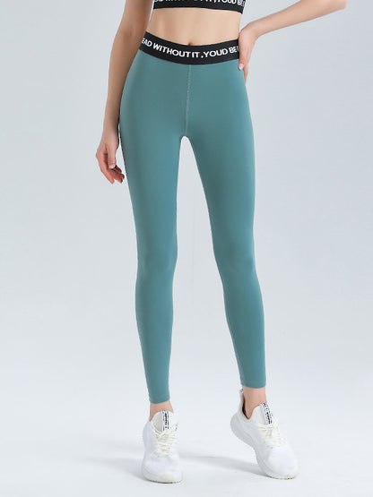 Letter Print Solid Color Sports Leggings