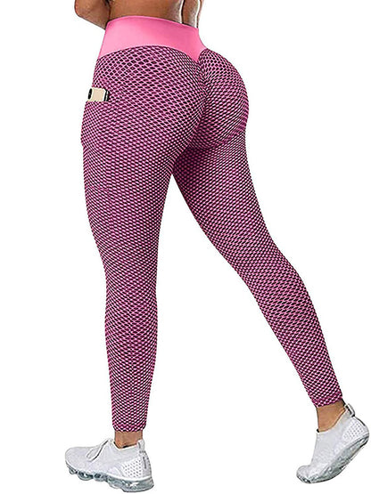 High-Waisted Pocket Hip Lift Solid Color Fitness Yoga Leggings