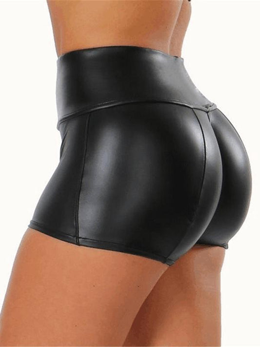 Sexy PU Wrap Solid Shorts