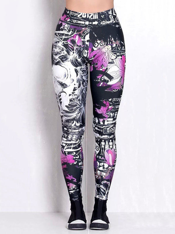 Skinny Skull Print Yoga Bottoms Leggings