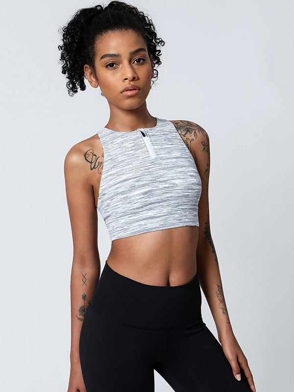 Zip Back Crossover Sports Bra