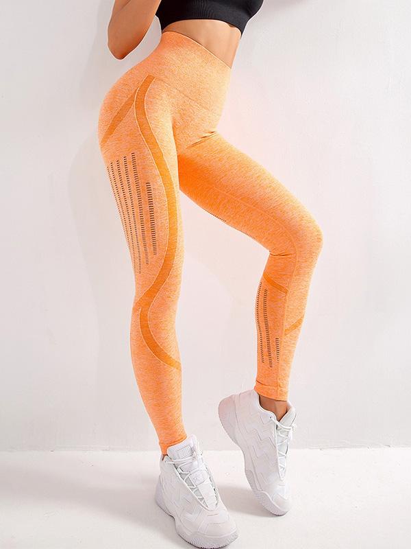 Sexy Solid Hollow Peach Hip Yoga Leggings