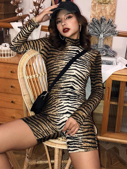 Animal Printed Long Sleeve Sports Rompers