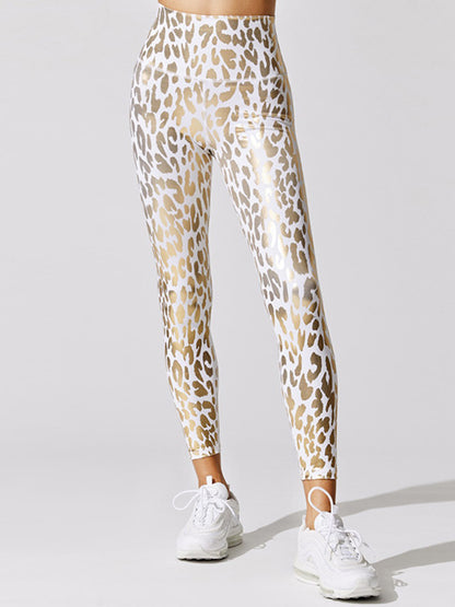 High-Waisted Leopard Wrap Slim Yoga Leggings