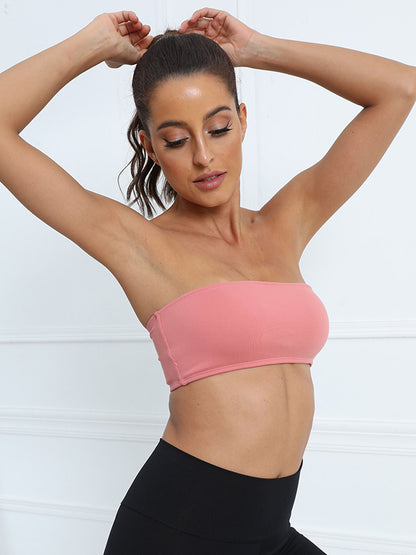 Solid Color Strapless  Sports Bra