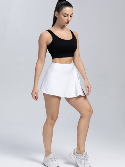 Solid Color Culottes Lace Up Sports Mini Dress