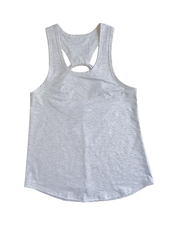 Loose Solid Color Back Hollow Sports Tanks