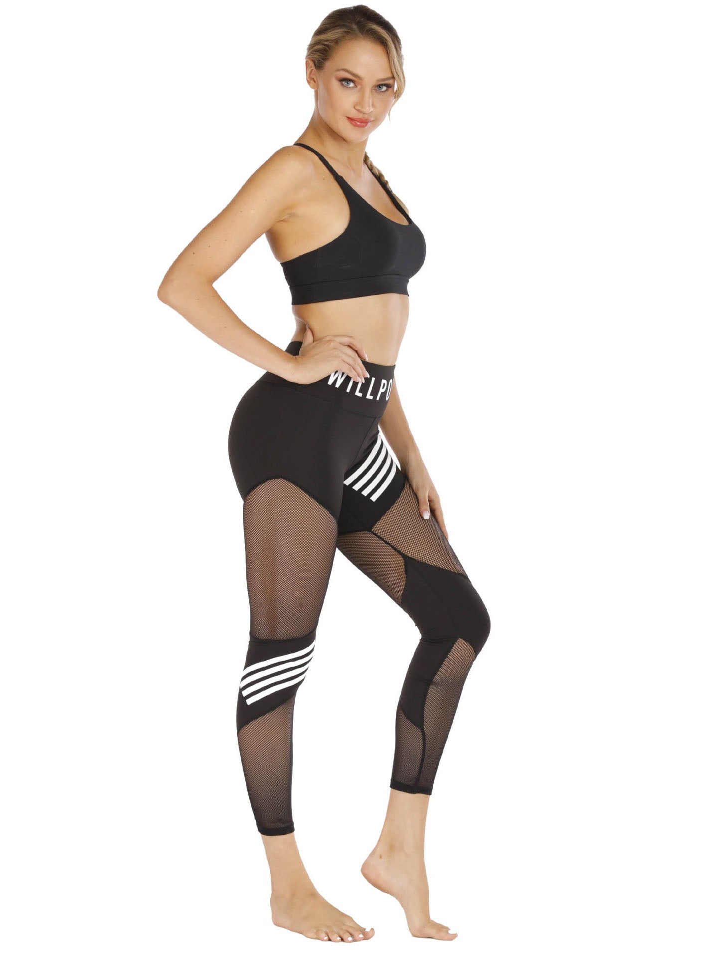 Sports The Rubber Letters Split-joint Leggings