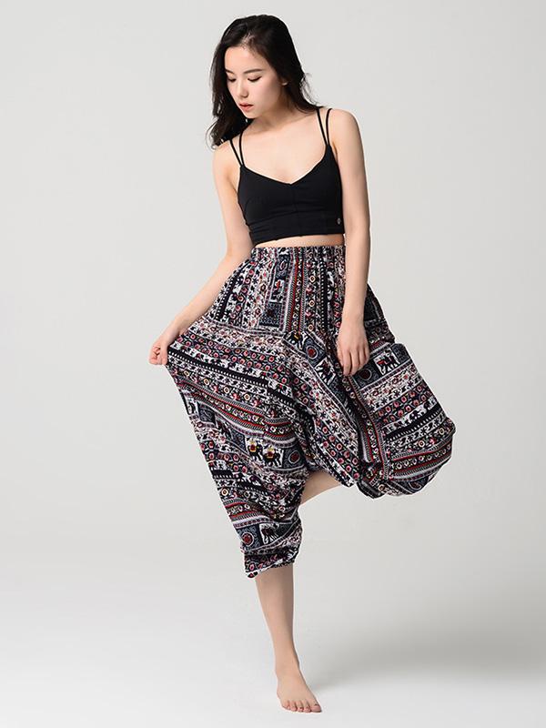 National Printed Loose Bloomers Yoga Bottoms