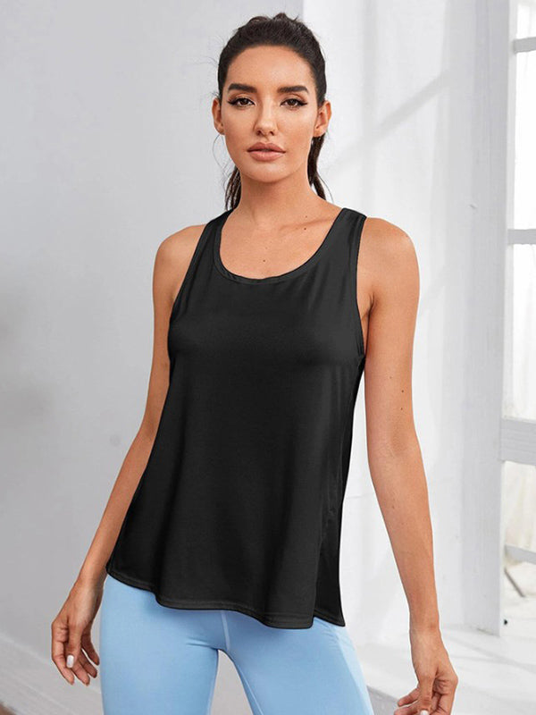 Loose Sleeveless Bandage Casual Solid Color Vest Top