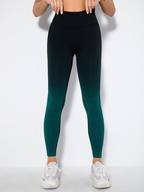 Seamless Gradient Hips-Lift Running Sport Leggings