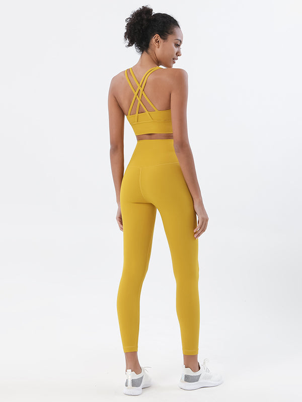 High-Waisted Pockets Solid Color Yoga Bottoms