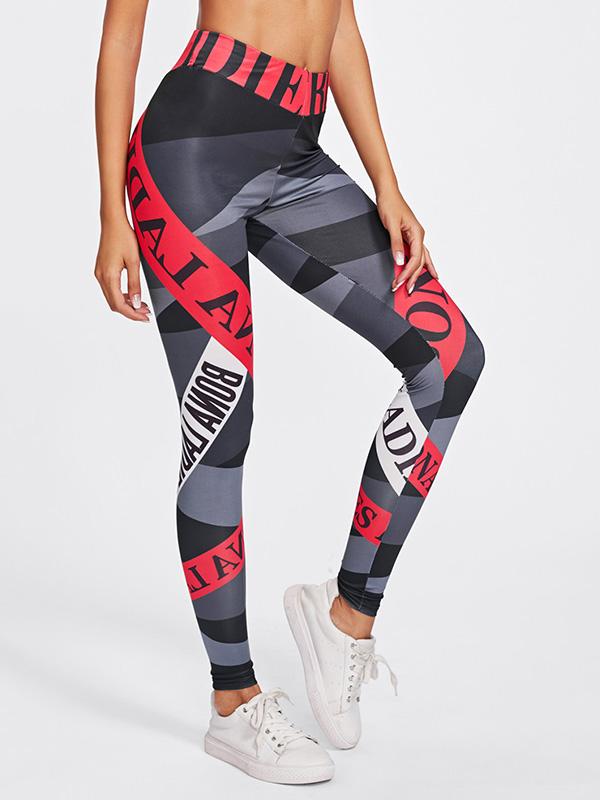 Sexy Printed Contract Color Wrap High-Waisted Sports Leggings