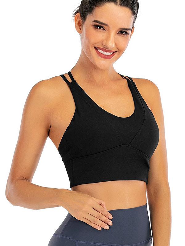 Wrap Solid Color Back Cross Sports Bra