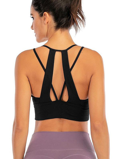 Wrap Solid Color Back Cross Sports Bra