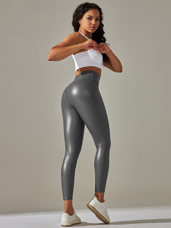 Skinny Wrap High-Waisted Solid Color Leggings