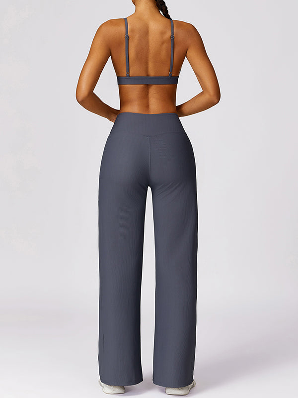 Loose Wrap High-Waisted Solid Color Athletic Pants