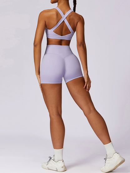 Skinny Leg High-Waisted Solid Color Shorts Sports Shorts