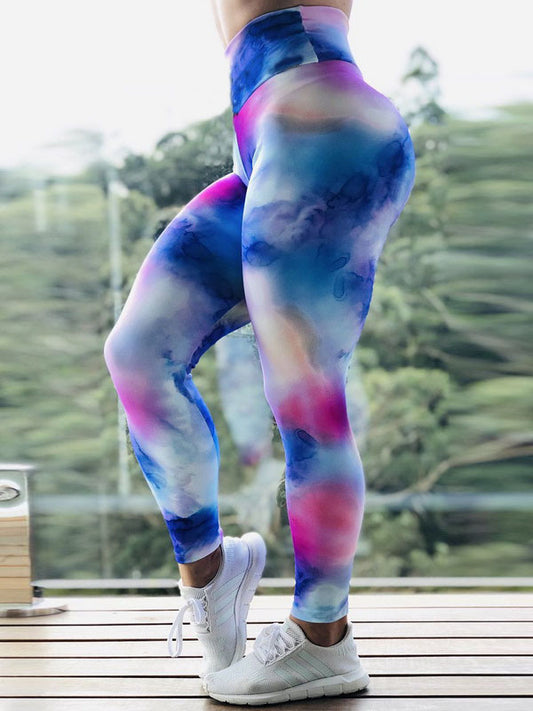 Tie-Dyed High-Waisted Quick Dry Flexible Running Leggings