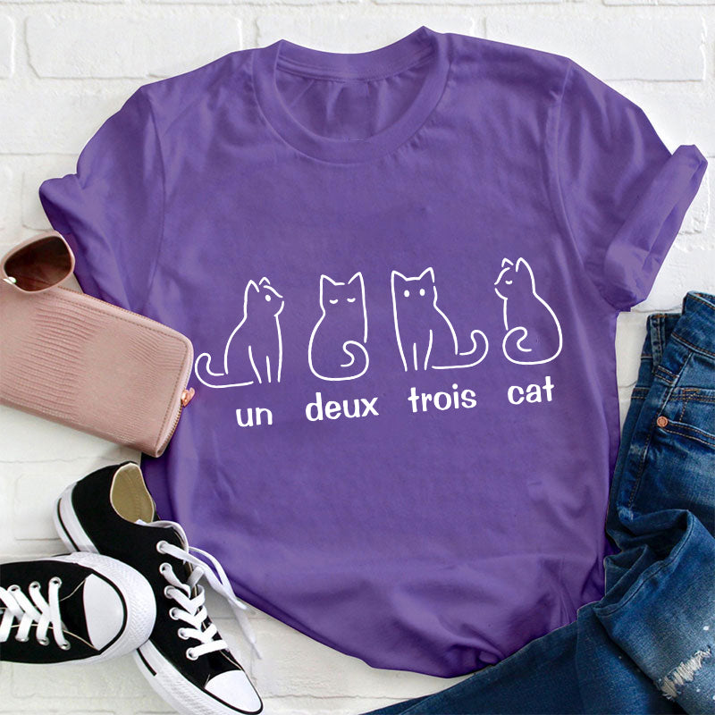 Un Deux Trois Cat French Teacher T-Shirt
