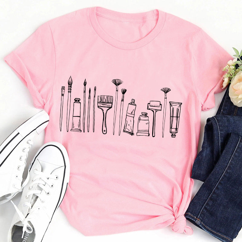 Paint Brushes Teacher T-Shirt