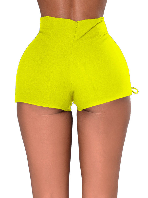 Wrap Bandage Hollow Solid Color Tights Shorts