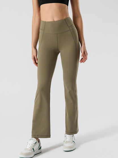 Flexible Solid Color Bell-Bottomed Sports Pants