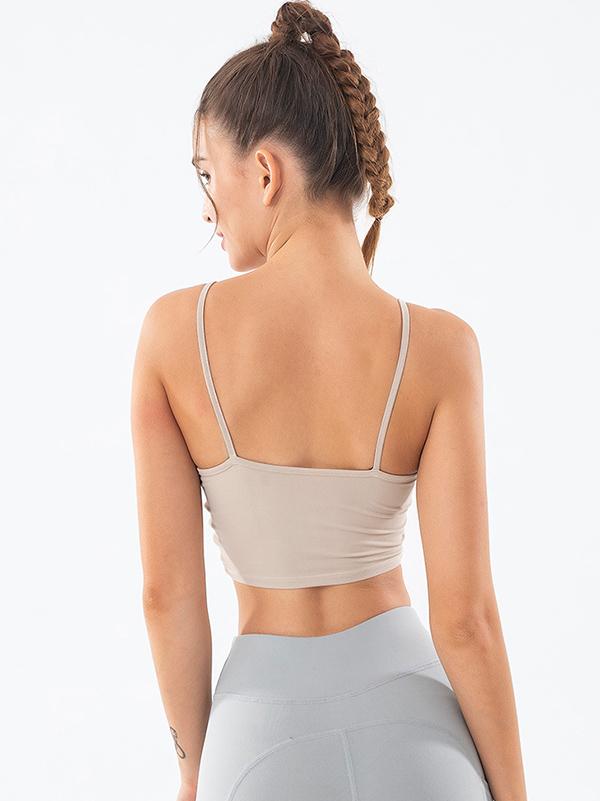 Solid Wrap Quick Dry Spaghetti-Neck Bra