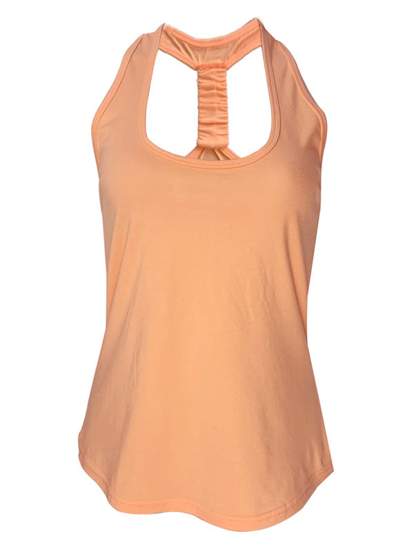 Solid Color Beauty Back Sleeveless Sports Vest