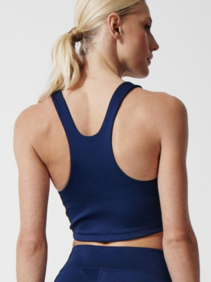 High-Low Skinny Solid Color Spaghetti-Neck Sports Bra