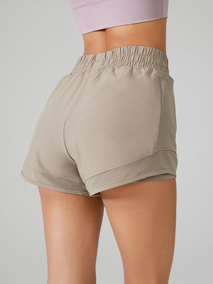 False Two Bandage Drawstring Pockets Sports Shorts