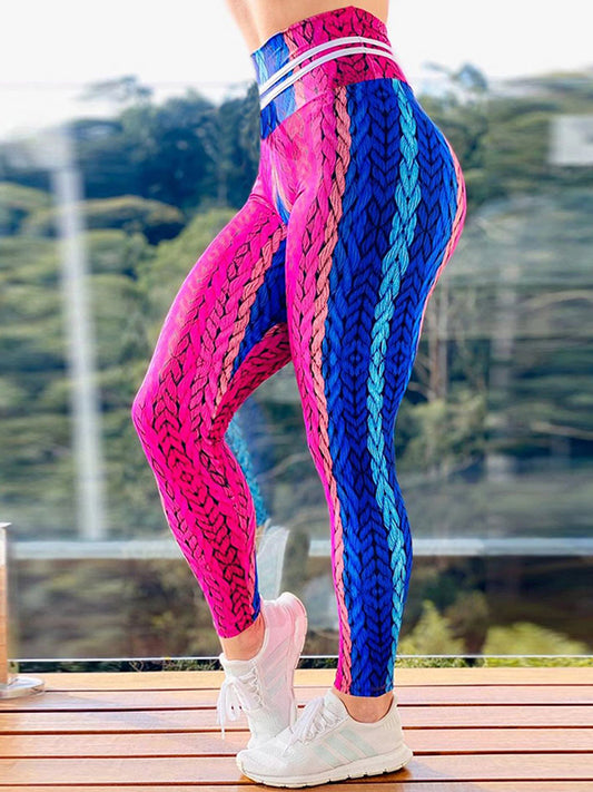 Colorful Hemp Rope Printed High Waist Yoga Leggings