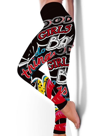 Fashion Graffiti Printing Empire Elasticity Dance Sport Leggings