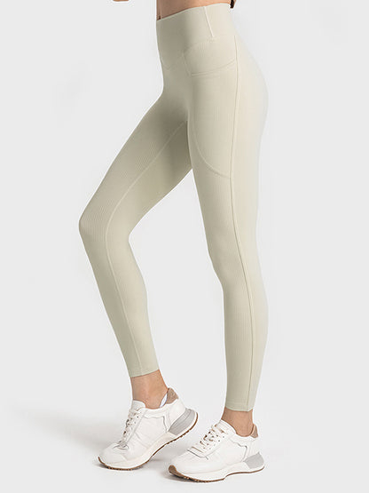 Skinny Leg Wrap Pockets Solid Color Leggings