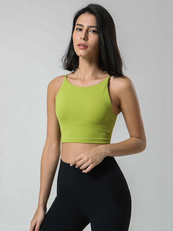 Exposed Navel Wrap Solid Color Sleeveless Tanks