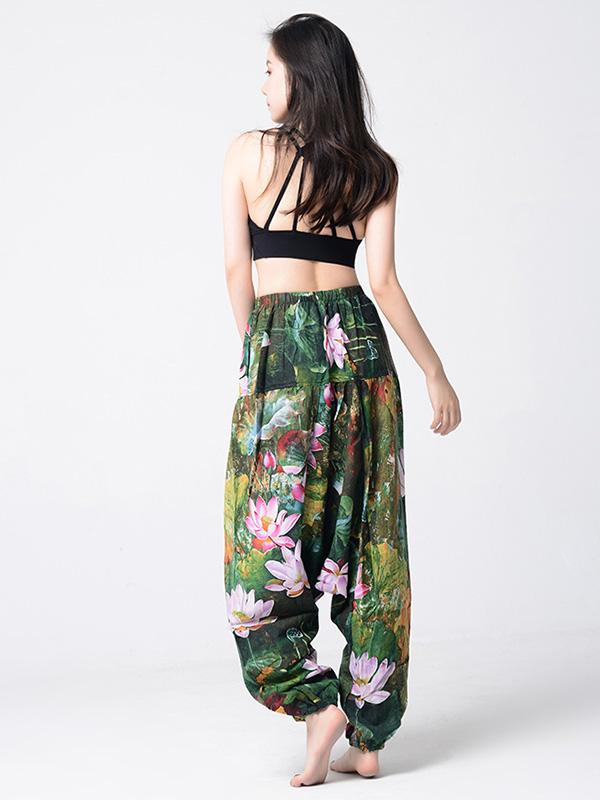 National Printed Loose Bloomers Yoga Bottoms