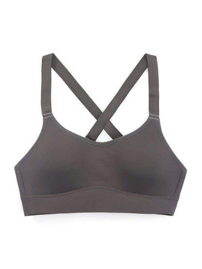 Skinny Wrap Back Cross Color-Block Spaghetti-Neck Sports Bra