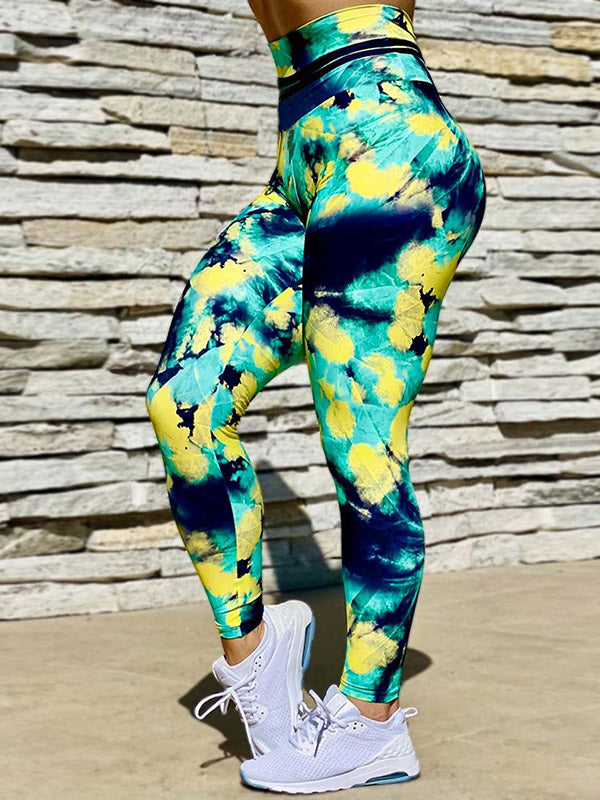 Colorful Print Hips-Lift Shaped High Waisted Sport Leggings