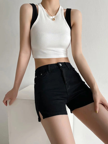 Fake Two-Piece Stitching Contrast Color Sleeveless Vest Top