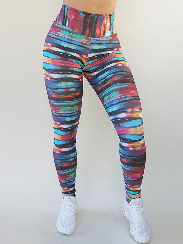 Abstract Digital Printing High-Waist Hip-Lifting Sports Fitness Leggings