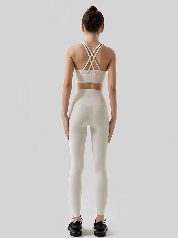 High-Waisted Pockets Solid Color Yoga Bottoms