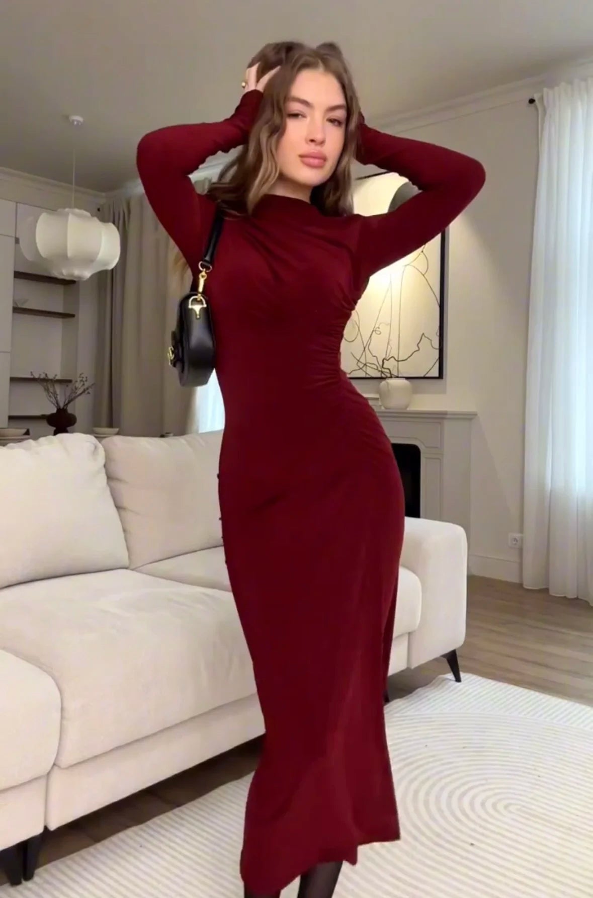 Fashion Elegant Suede Solid Color Slim Dress Skirt