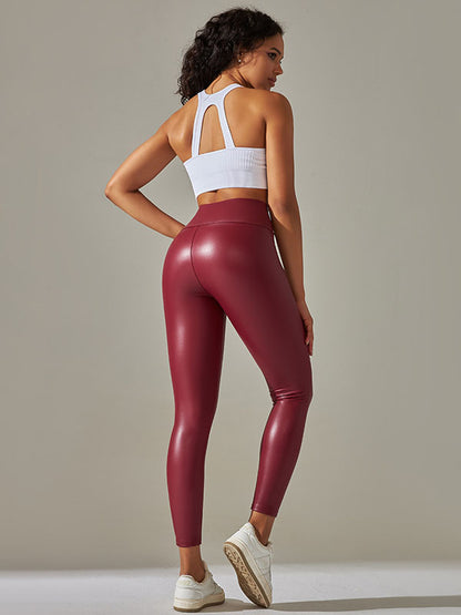 Skinny Leg Wrap High-Waisted Solid Color Leggings